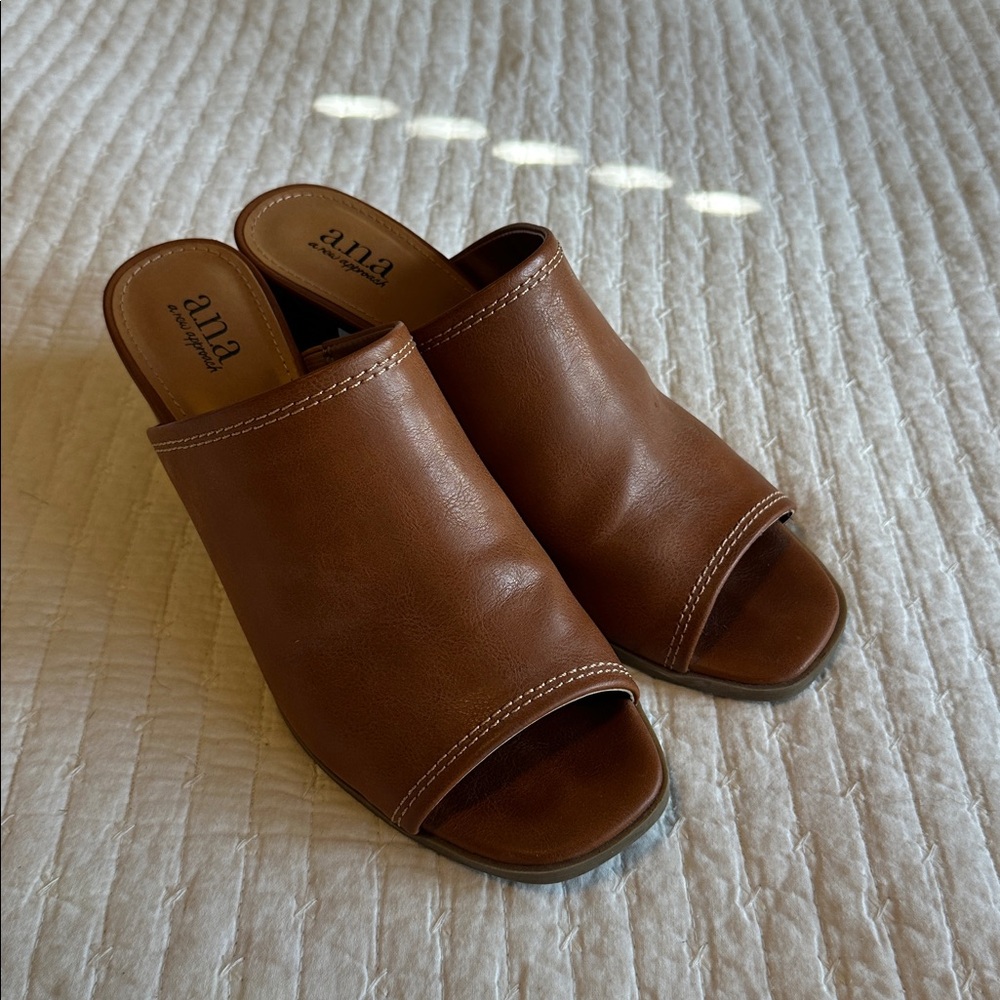 A.N.A Chestnut Open-Toe Shoes